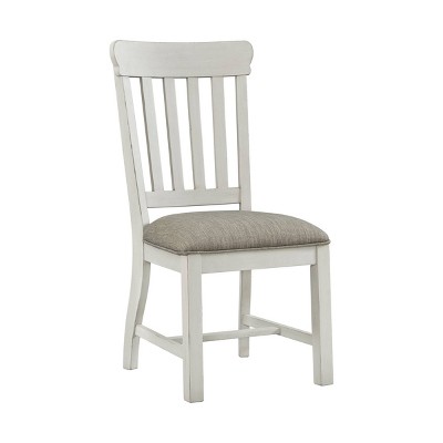 Set of 2 Drake Slat Back Cushion Seat Side Chairs Rustic White/French Oak - Intercon