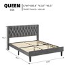 Bed Frame with Velvet Headboard Wingback - 2 of 4