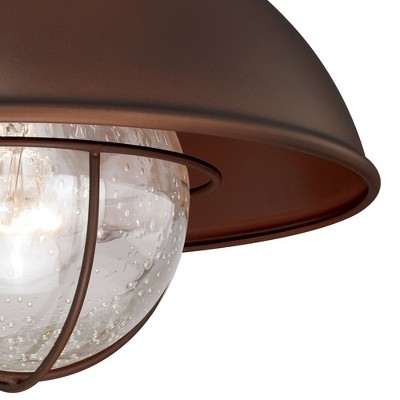 Harwich Textured Gray Coastal Globe Flush Mount with Seeded Glass