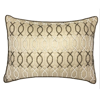 14"x20" Celebrations Lattice Beaded Lumbar Pillow Oyster - Edie@Home