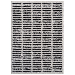 World Rug Gallery Bohemian Stripe Lines Shag Rug – White – Easy to Clean, Medium Pile – Perfect for Living Room, Bedroom, or Entryway - 1 of 4