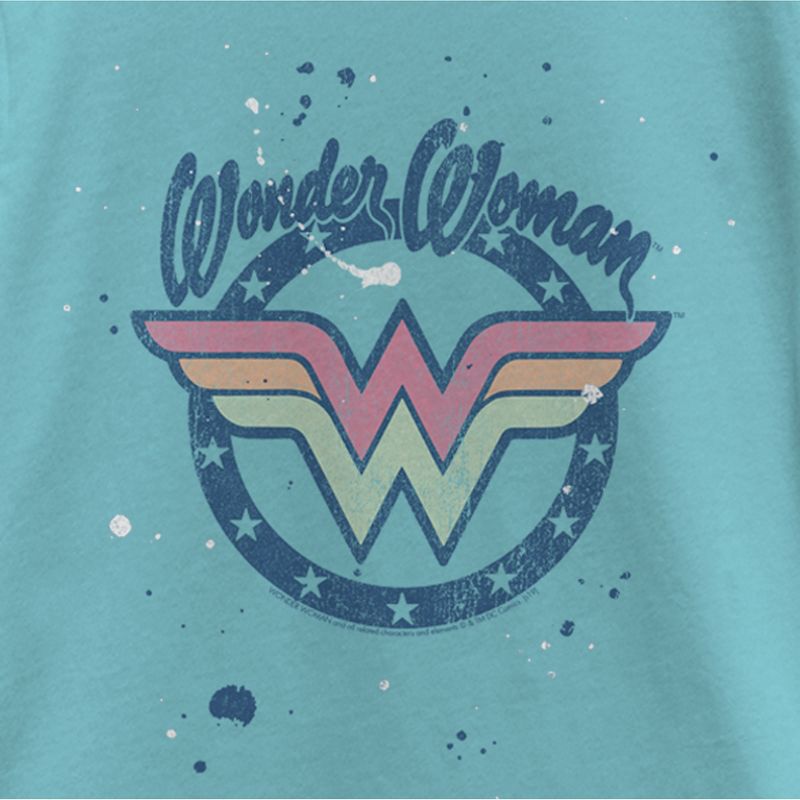 Girl's Wonder Woman Paint Splatter Logo T-Shirt, 2 of 5