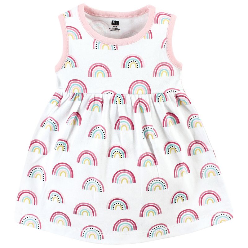 Hudson Baby Infant and Toddler Girl Cotton Dress and Cardigan Set, Modern Rainbow, 4 of 6