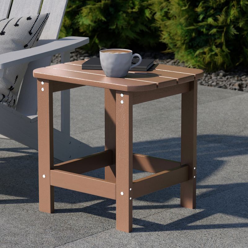 Flash Furniture Charlestown All-Weather Poly Resin Wood Commercial Grade Adirondack Side Table, 3 of 12