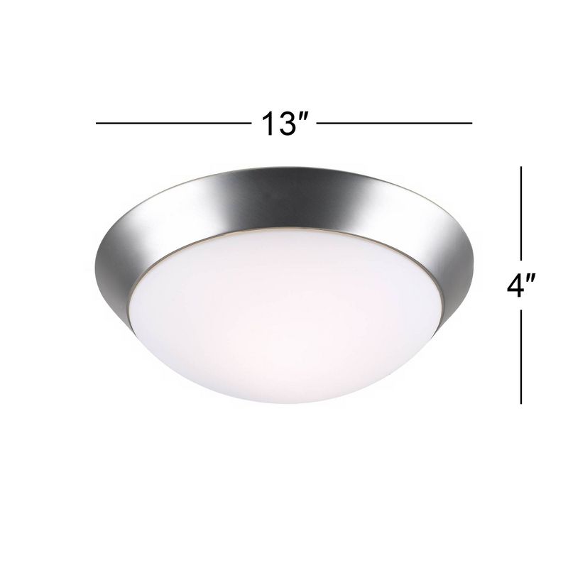 360 Lighting Modern Ceiling Light Flush Mount Fixture 13" Wide Brushed Nickel 2-Light Frosted Glass Dome Shade for Bedroom Kitchen Living Room Hallway, 3 of 6