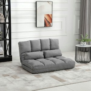 Resenkos Floor Chair,Lazy Sofa,Convertible Floor Sofa Chair, Folding Couch Bed, Guest Chaise Lounge With 2 Pillows,Beige - 1 of 4