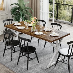 Dyonery Farmhouse Dining Table for 6 People, 70.8 Inch Rectangular Wood Dining Table with Extra Heavy Duty Metal Legs - 1 of 4
