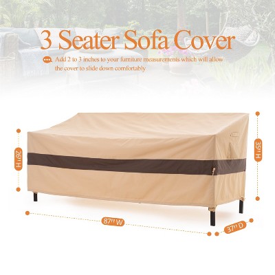 Waterproof Outdoor Patio Sofa/Loveseat/Bench Cover - Beige+Coffee - Dancing Garden Collection