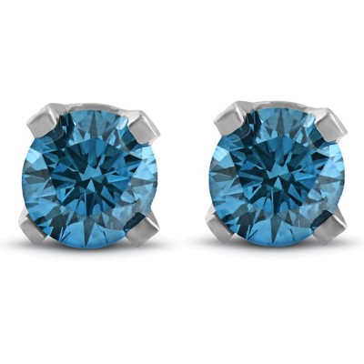 Pompeii3 3/8ct Blue Diamond Studs 14K White Gold