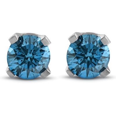 Pompeii3 1/3ct Blue Diamond Studs 14 Karat White Gold