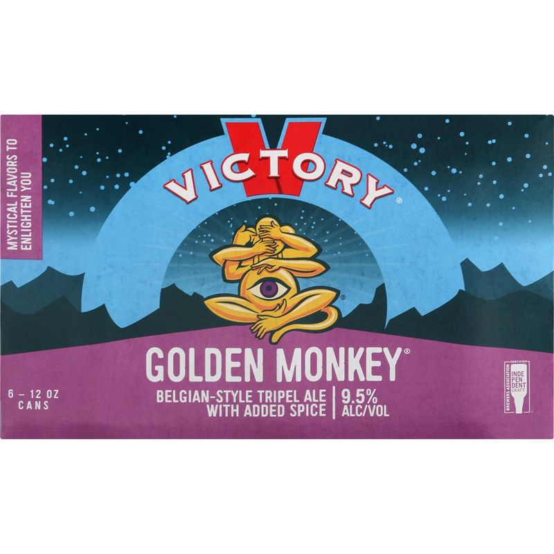 Victory Golden Monkey Belgian-Style Tripel Ale Beer - 6pk/12 fl oz Cans, 1 of 6