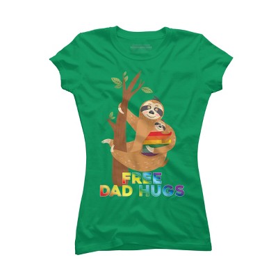 Adult Design By Humans Free Dad Hugs Rainbow Sloth Pride By KangThien T-Shirt