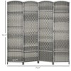 Folding Room Divider Screen 4 Panel 6' Tall Privacy Screen Freestanding Wood Partition for Home Office - 3 of 4
