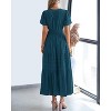 Women's 2025 Summer Casual Midi & Maxi Dress - Lightweight V-Neck Boho Beach Dress with Elastic Waist & Pockets Lake Blue - 3 of 4