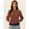 Allegra K Women's Bomber Jacket Casual Lightweight Zip-Up with Pockets - 3 of 4