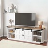 Farmhouse TV Stand for 75 Inch TV, Entertainment Center with Sliding Barn Doors & Storage Cabinets, Mid Century Modern Media Console - 3 of 4