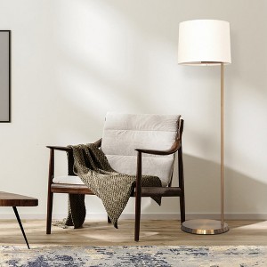 GDFStudio Susan Modern 61" Brass Floor Lamp with Drum-shaped Linen Shade - 1 of 4