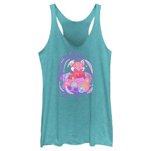 Women's Turning Red Red Panda Backpack Mei Lee Racerback Tank Top - 1 of 4