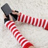 Allegra K Women's Stripe Print Knitted Fingerless Elbow Length Gloves Warmers One Size 1 Pair - 4 of 4