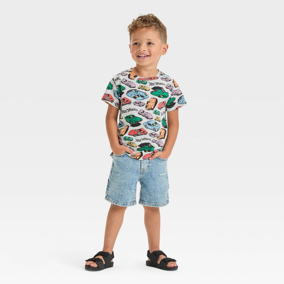 Toddler Boys' Hot Wheels Short Sleeve T-Shirt - Oatmeal - thumbnail 3