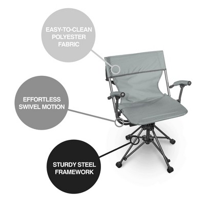 Gray Portable 360 Degree Swivel Camping Chair with Armrests