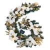 6-foot pre-lit Christmas wreath with 20 warm white lights and a decorative bow, suitable for indoor/outdoor decoration. - 4 of 4