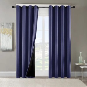 Racxily Set of 2 Blackout Curtains, Polyester Grommets Thermal Insulated with Coated Lining 52 in. W x 84 in. L Indoor Blackout Curtains - 1 of 4
