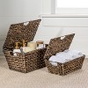 happimess Wilder Classic Farmhouse Woven Hyacinth Rectangular Storage Baskets with Lids and Handles - 2 of 4