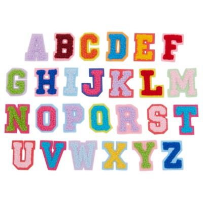 Bright Creations 62 Pieces Iron On Embroidery Patches, A-Z Varsity Patch Letters (1.4 x 1.3 in)