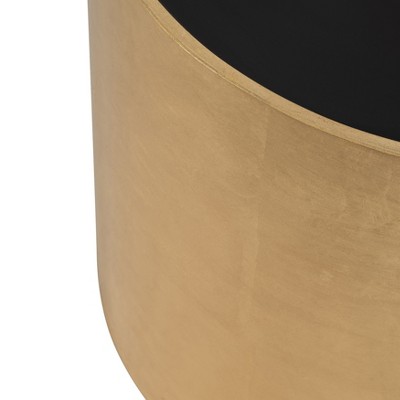 Gold and Black Glass Round Wood Side Table, 24"