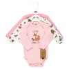 Touched by Nature Infant Girl Organic Cotton Long-Sleeve Bodysuits, Girl Woodland Alphabet 3-Pack - 2 of 4