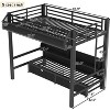 Bunk Bed with Storage Shelves and Drawers,Multifunctional Metal Bunk Beds with USB Ports and LED Lights, Lower Bed that can be converted into a sofa - 4 of 4