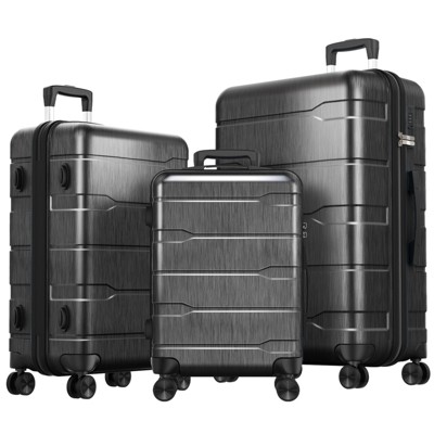 SKONYON 3pc Hardside Checked Spinner Luggage Set