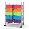 Gymax Stylish and Functional Organizer Cart Metal Frame Spacious Storage Easy Mobility Versatile Design Hot Pink/Macaron/Pink/Rainbow - 2 of 4