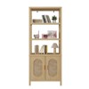 Karl Home Tan Rattan Display Cabinet with 4-layer 2-door 70.86in.H - 4 of 4