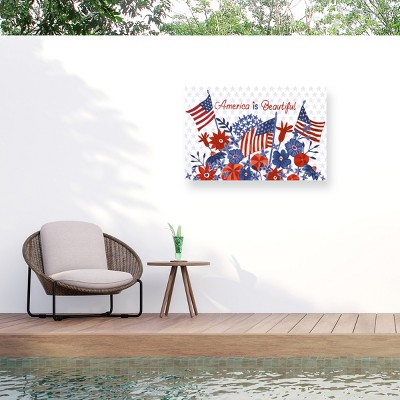 Trademark Fine Art - "America The Beautiful I Flag" Outdoor Canvas
