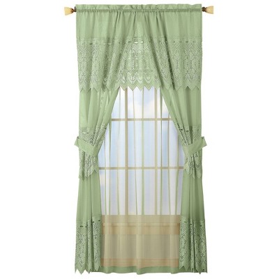 Collections Etc Sheer Lace Curtain and Valance Set