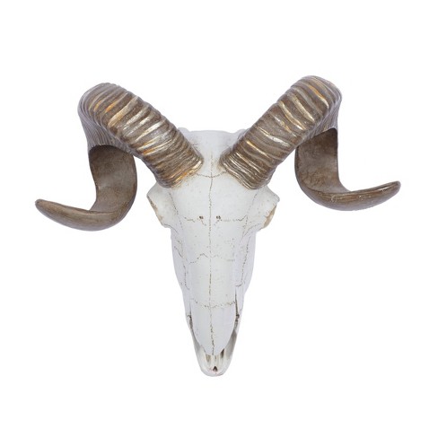 Polystone Sheep Skull Wall Decor White - Olivia & May : Target