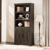 CuisinSmart 68.7" Tall 5-Shelf Bookcase, Farmhouse Wooden Bookshelf, Freestanding 5-Tier Display Cabinet for Living Room, Bedroom, Office - 2 of 4
