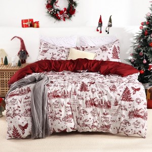 Christmas Duvet Cover Queen Size - Christmas Holiday Printed Duvet Cover Set for Kids, Soft and Breathable Christmas Decorations Bedding Set - 1 of 4