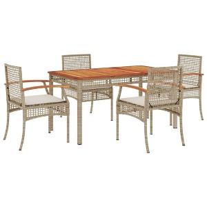 vidaXL Garden Dining Set Beige PE rattan 3 Piece Set - 55.1" Table Length Chair 4 - 1 of 4