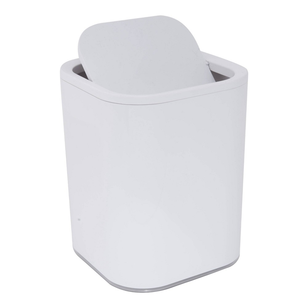 Photos - Waste Bin Acrylic Square with Rounded Edges Bathroom Waste Basket White - Bath Bliss