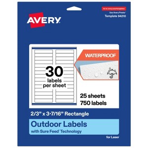 Avery Outdoor Waterproof Labels, 2/3" x 3-7/16" Rectangle - 1 of 4