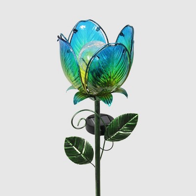 71" Resin Solar Flower Garden Stake Blue - Exhart