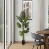 GlasFlength Artificial Plants Artificial Rubber Tree Artificial Monstera Tree Faux Plants for Indoor Home Decor, Green, 33.5"*29.5"*55" - 2 of 4