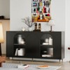 NicBex 59.8" Modern 4-Door Sideboard,Kitchen Storage Cabinets with Adjustable Shelves and Glass Doors for Kitchen and Dining Room,Black - 2 of 4