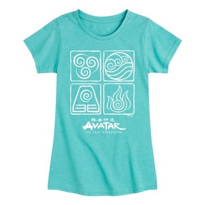 Girls' - Avatar: The Last Airbender - Four Elements Inverse Fitted Short Sleeve Graphic T-Shirt - 1 of 4