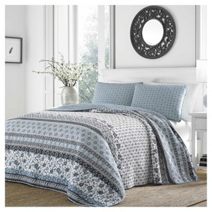 Light Blue Bexley Quilt Set (Full/Queen) - Stone Cottage , Gray Blue