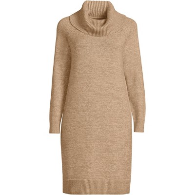 Lands' End Women's Cozy Lofty Cowl Neck Sweater Dress