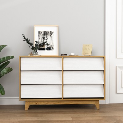 Hommoo 6 Drawers Double Dresser for Bedroom White